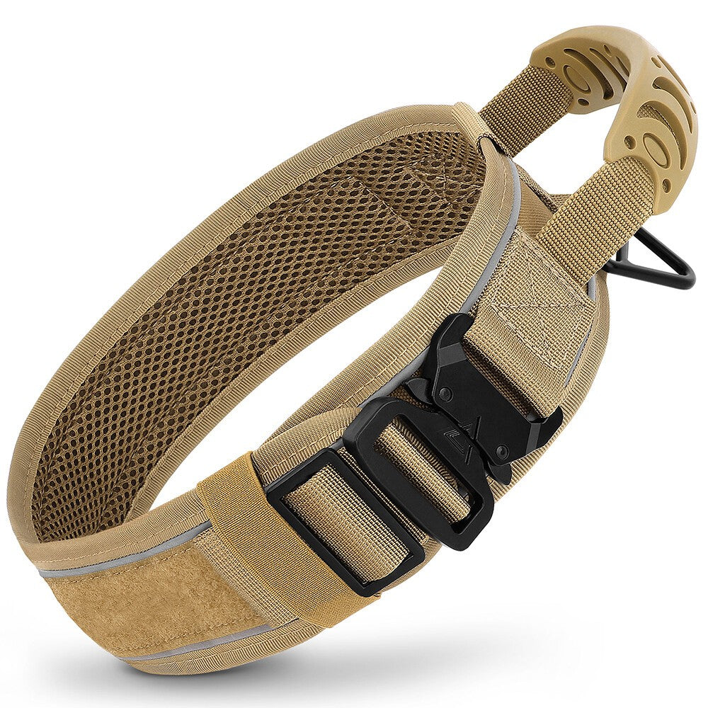 Durable Dog Collar with Handle Mesh Padded 6.5cm Wide Reflective