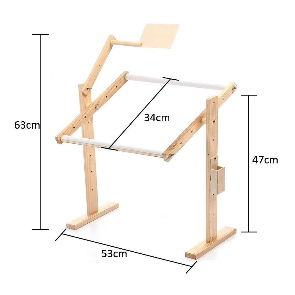 Cross Stitch Frame Tabletop Floor Stand Wooden Embroidery Tapestry Hoops Adjust
