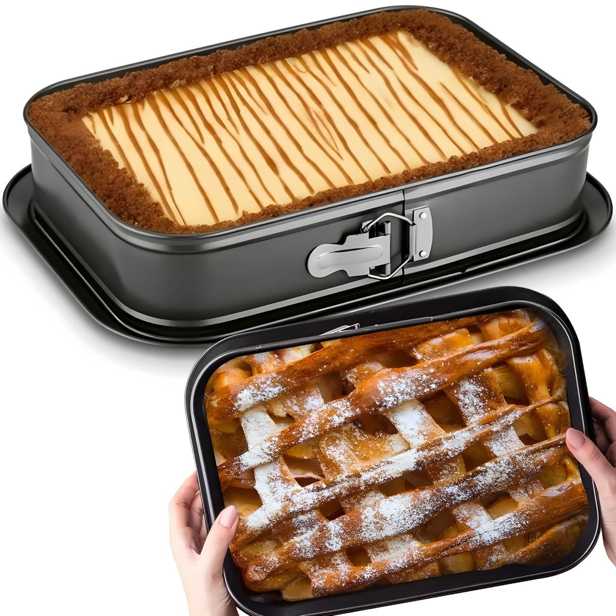 Cake Tin 39 x 28 cm Rectangular Non Stick Spring Form Baking Bake Tray Bakeware