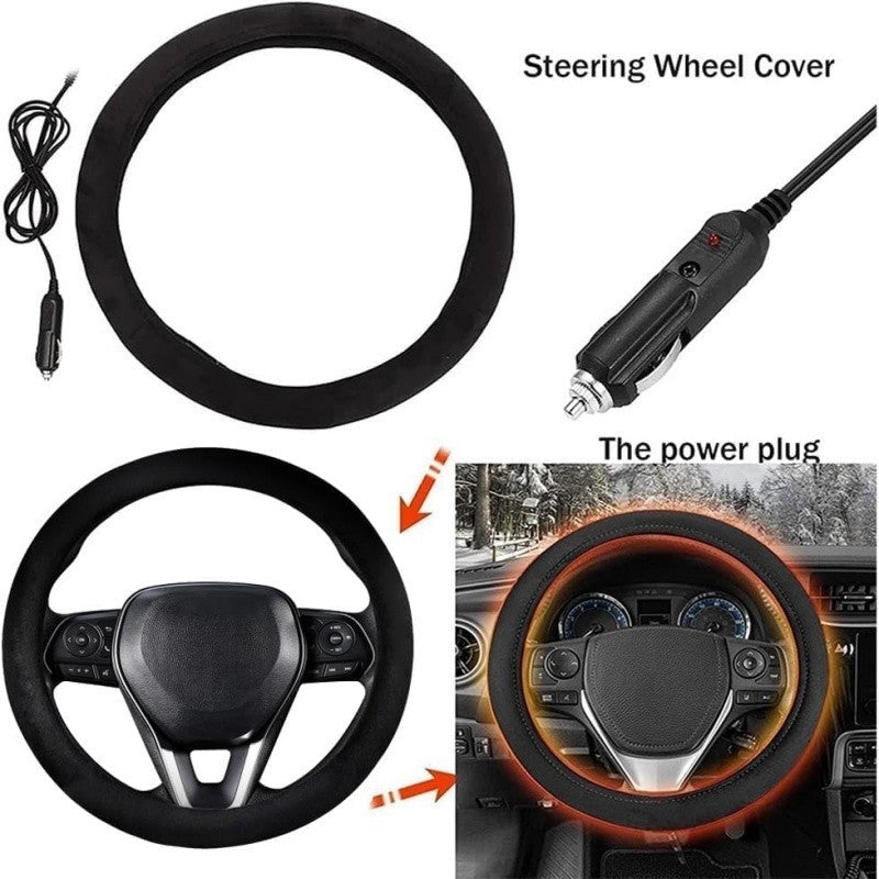 Universal Car Heated Steering Wheel Cover Hand Warming Protector Warmer