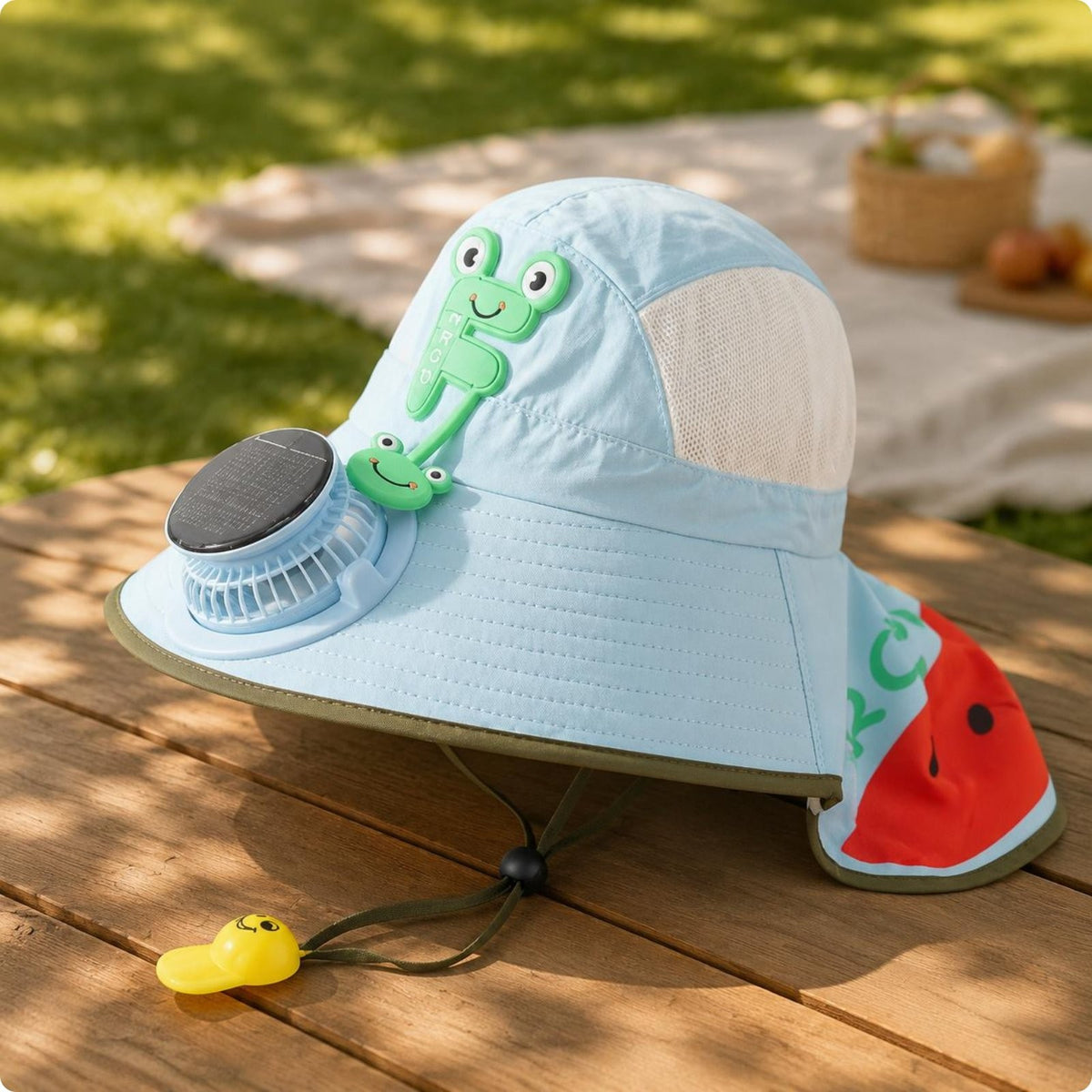 Children's Sunshade Hat Solar Powered Fan Kids Sun Hat Face and Neck Shade
