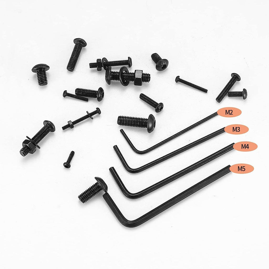 1225pcs Stainless Steel Hex Screws & Socket Bolts Nuts Set Assorted M2 M3 M4 M5