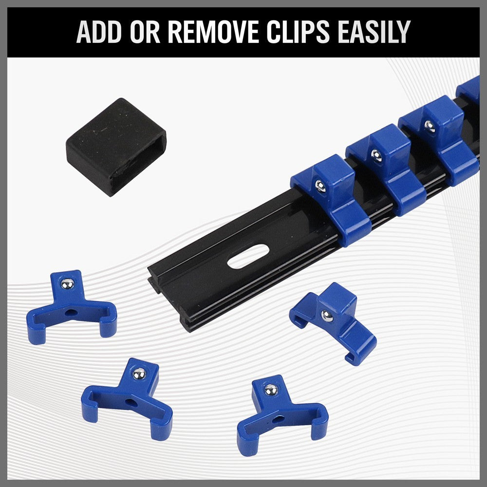 9PCS Socket Rail Storage Holder Organizer Tray Set 1/2" 3/8" 1/4" Wall Mount ABS