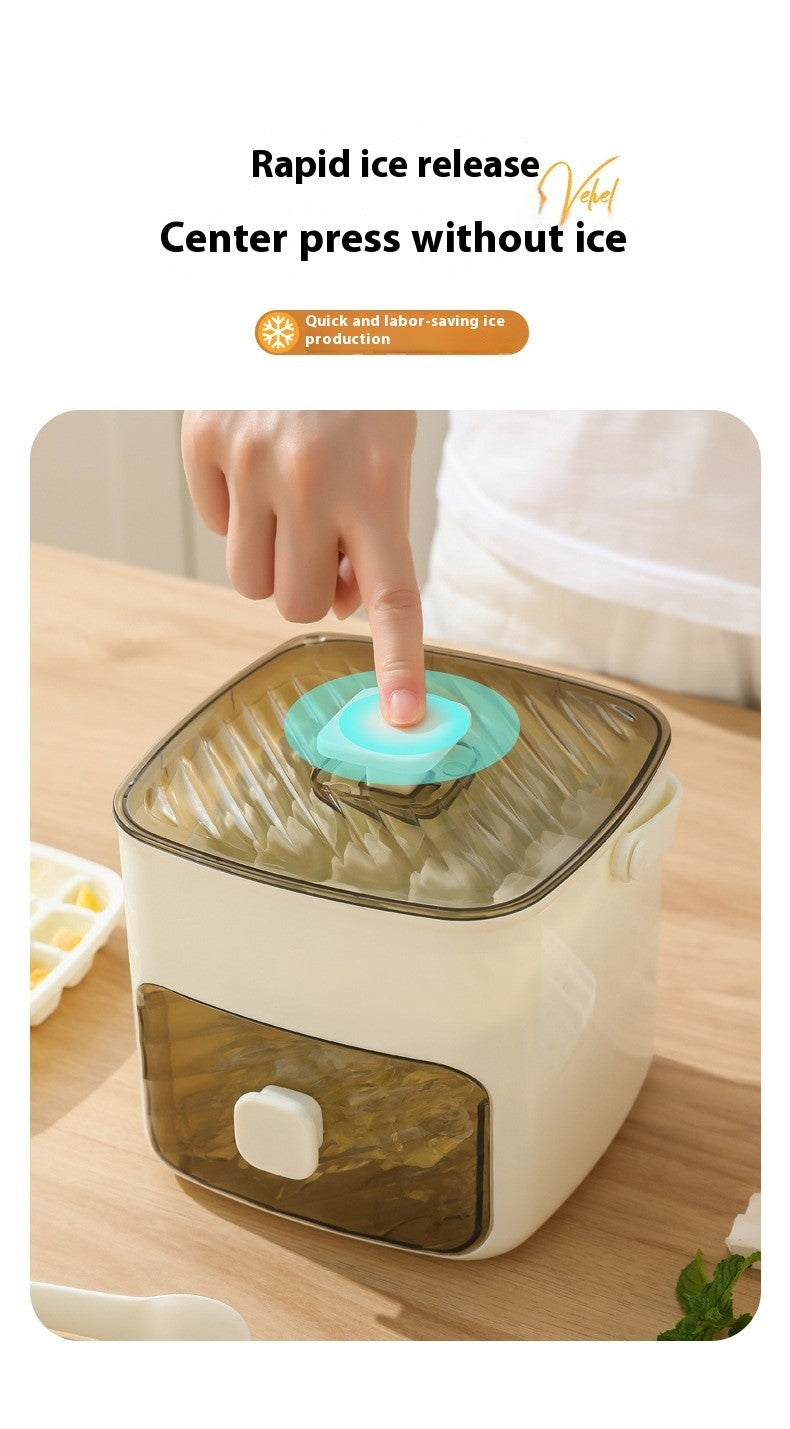 Press Type Ice Cube Tray Ice Making Box Large Capacity Easy Release with Handle