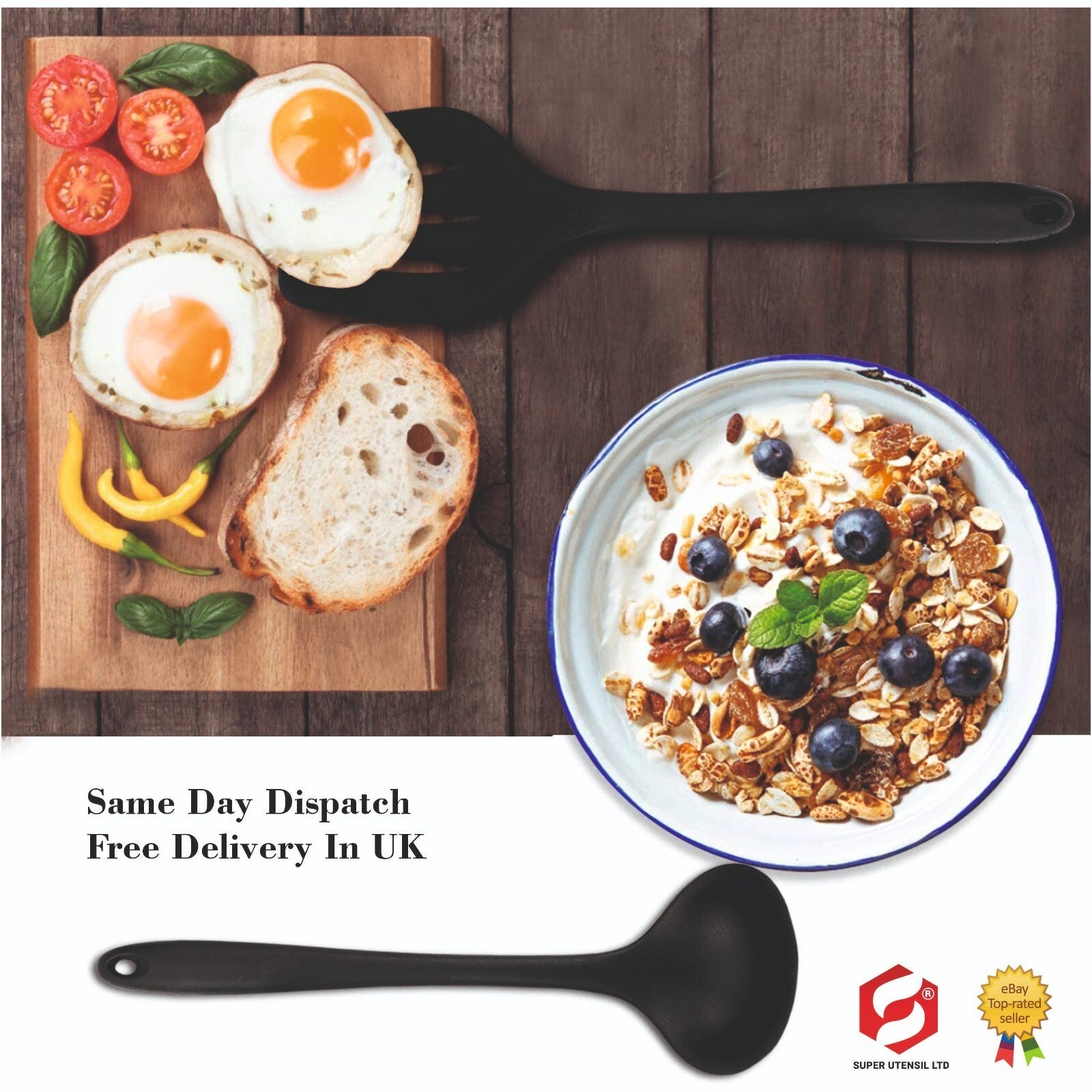 6PC NYLON KITCHEN UTENSIL SET CAMPING FOOD NON STICK BLACK