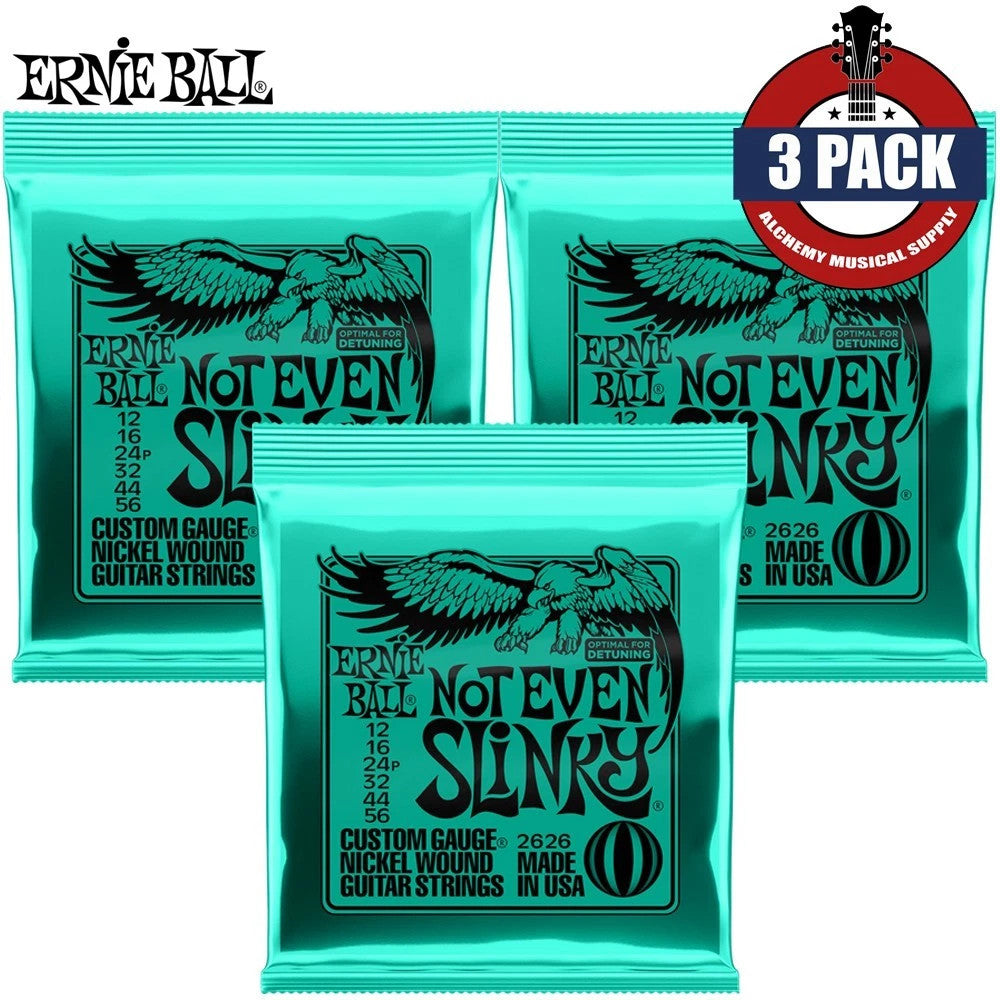 3X Ernie Ball Not Even Slinky Nickel-Wound Electric Guitar Strings (12-56 Gauge)