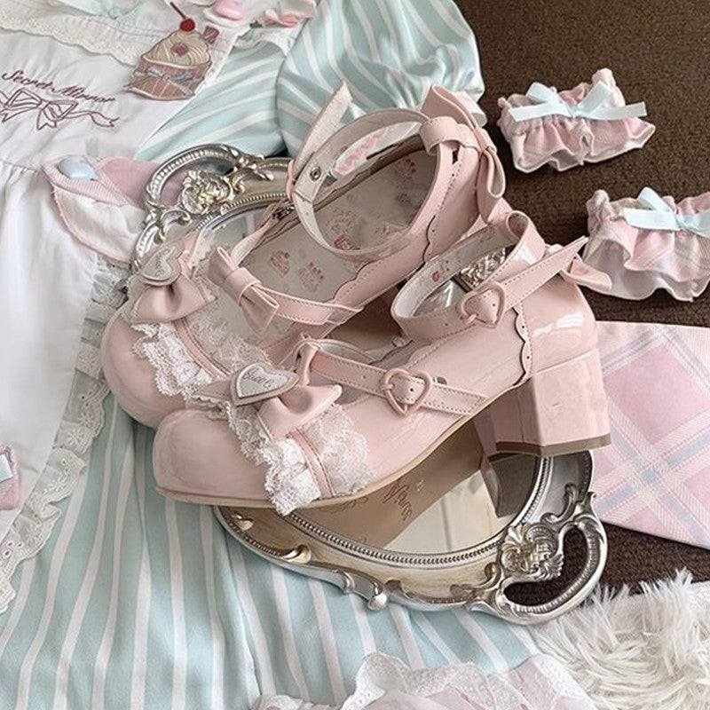 35-40 Sweet Lolita Mary Jane Shoes Cute Round Toe Heel Comfort Casual Non-Slip