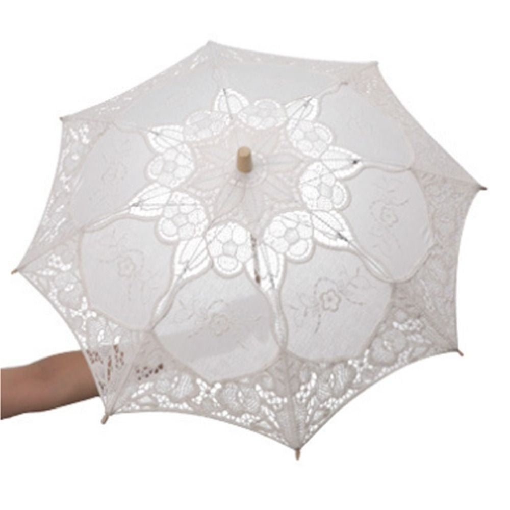 Wooden Handle Prop Umbrella Hollowed Parasol Umbrella  Women