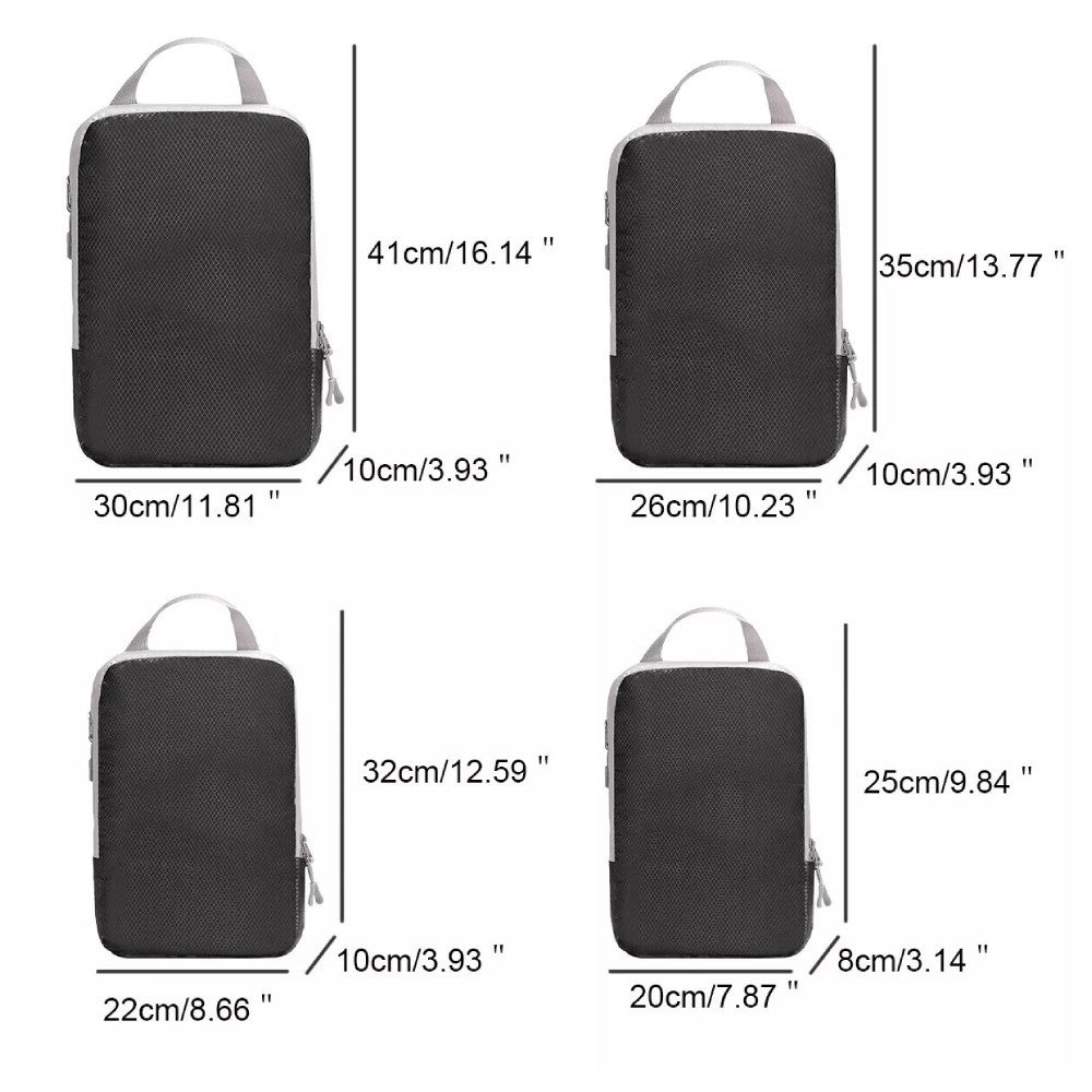 4Pcs Compression Bags Organiser Suitcases Packing Cubes Storage Luggage Travel