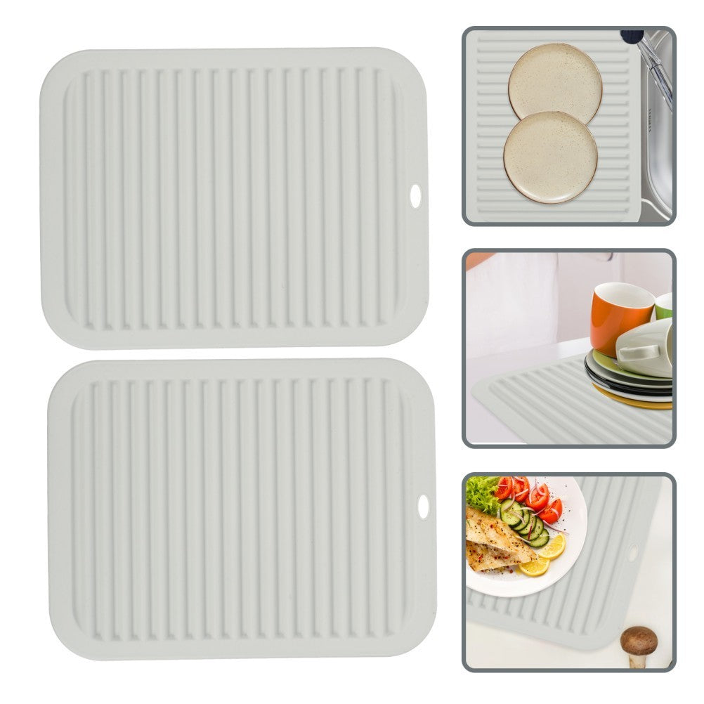 2 Pcs Heat Resistant Silicone Mat Kitchen Drying Dish for Counter