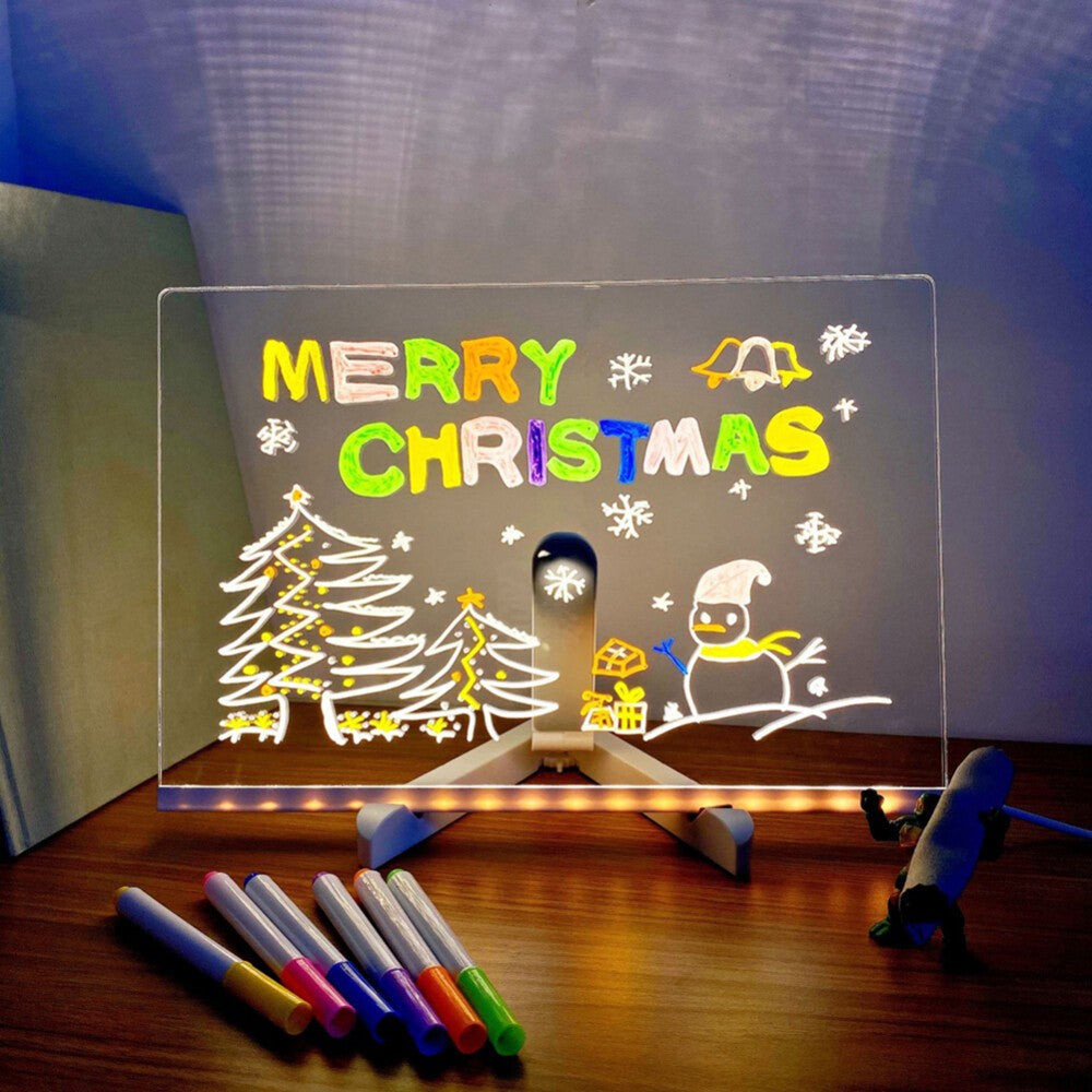 USB LED Night Light Acrylic Message Note Board Lamp Children Gifts Bedroom Decor