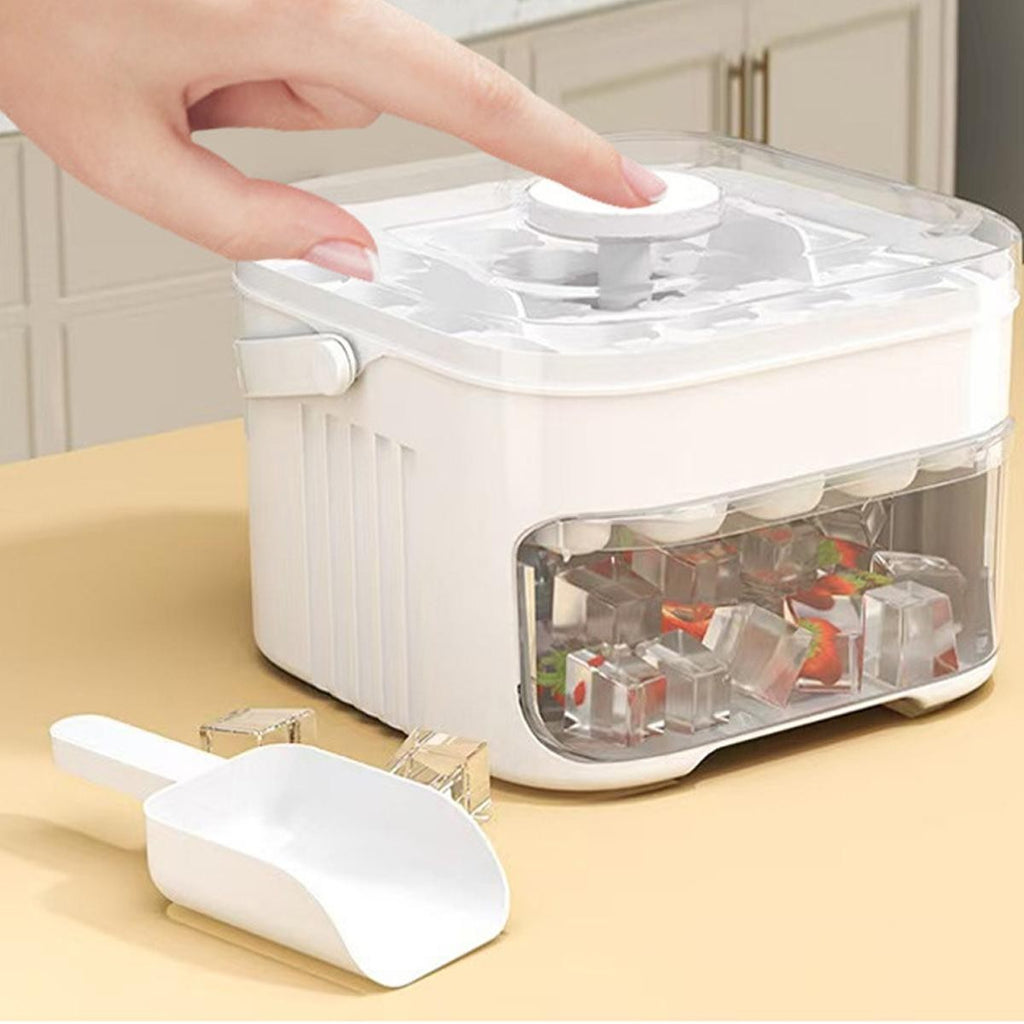 50-Cube Ice Maker with Easy Press Cap Double Layer Ice Cube Maker Refrigerator