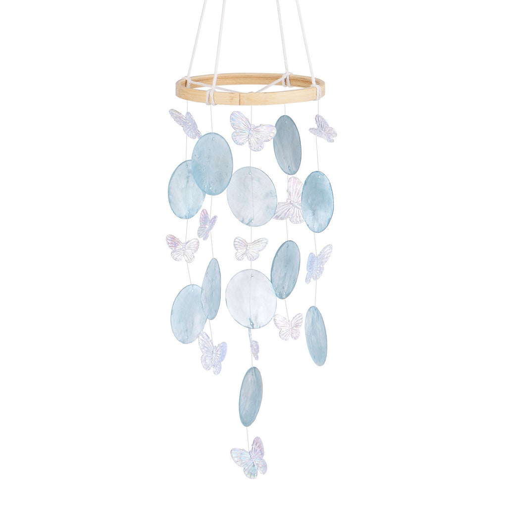 Shell Wind Chime for Outside, Butterfly Sea Glass Shell Wind Chime