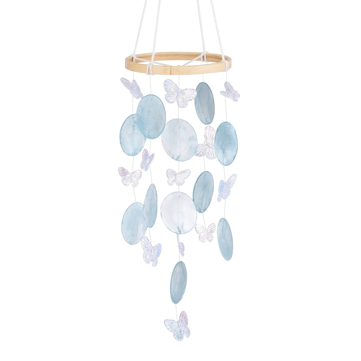 Shell Wind Chime for Outside, Butterfly Sea Glass Shell Wind Chime