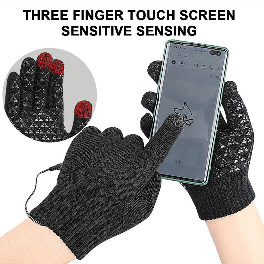 Electric Heated Gloves Rechargeable Battery Hand Warm Windproof Thermal Winter