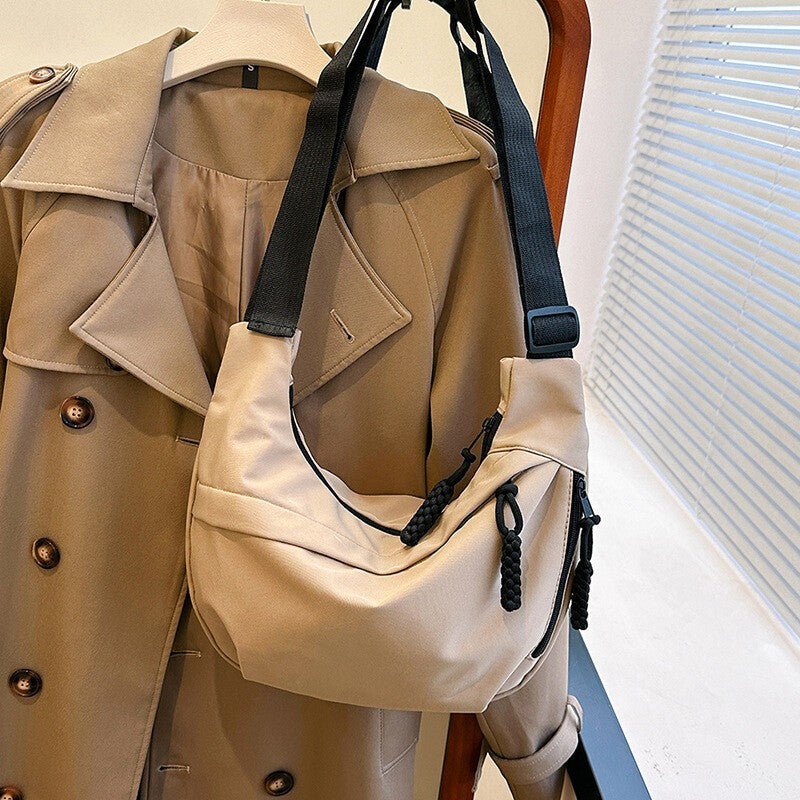 Women Half Moon Shape Casual Nylon Dumpling Bag Crossbody Bag Chest Bag