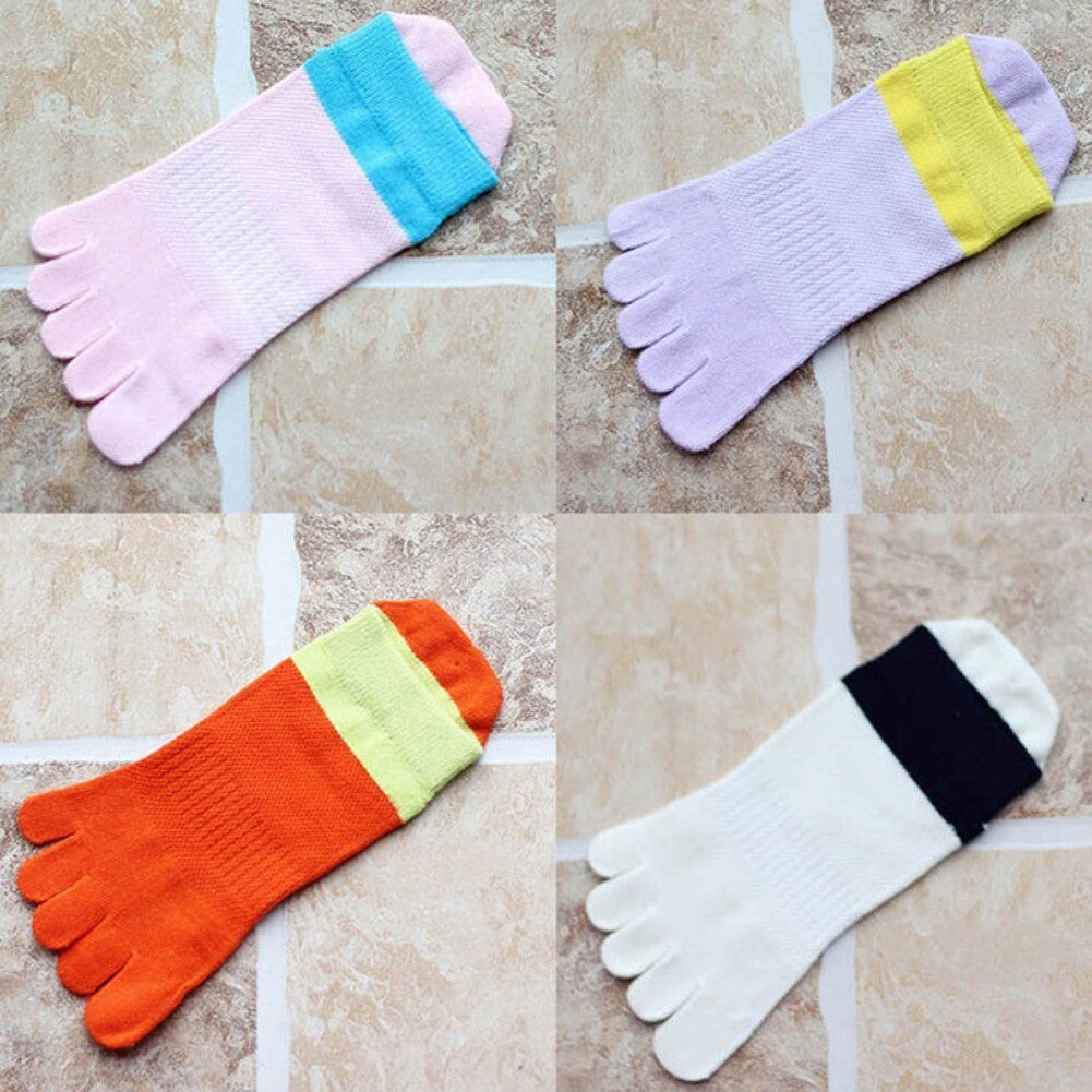 Womens Cotton Toe Socks Pure Sports Five Finger Socks Breathable 1 pairs