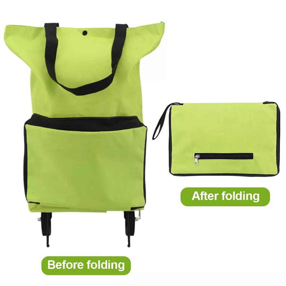 Collapsible Rolling Shopping Bag W/ Wheels Reusable Folding Cart Trolley NEW