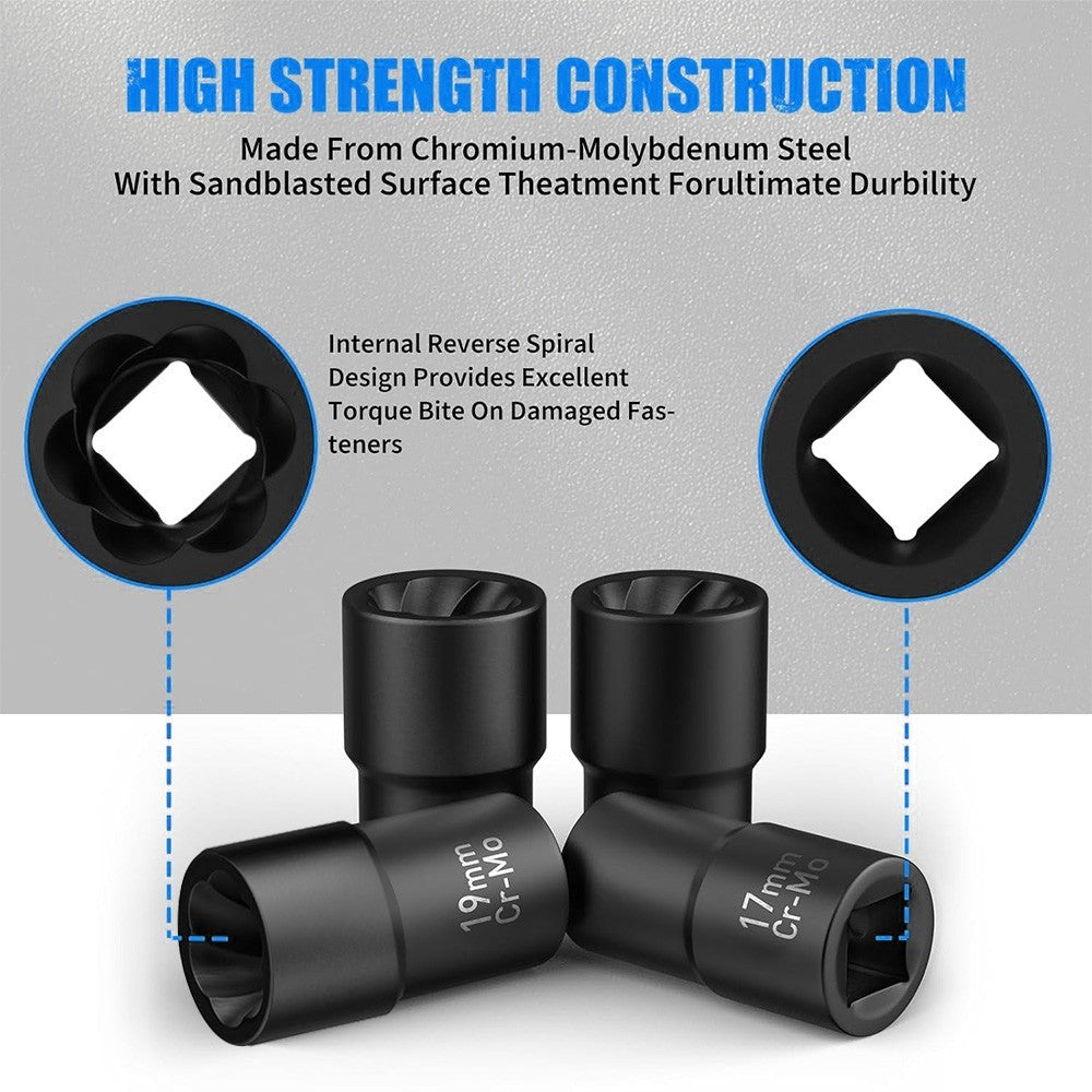1/2" Car Locking Wheel Nut Remover Stud Bolt Impact Twist Socket Tool Extractor