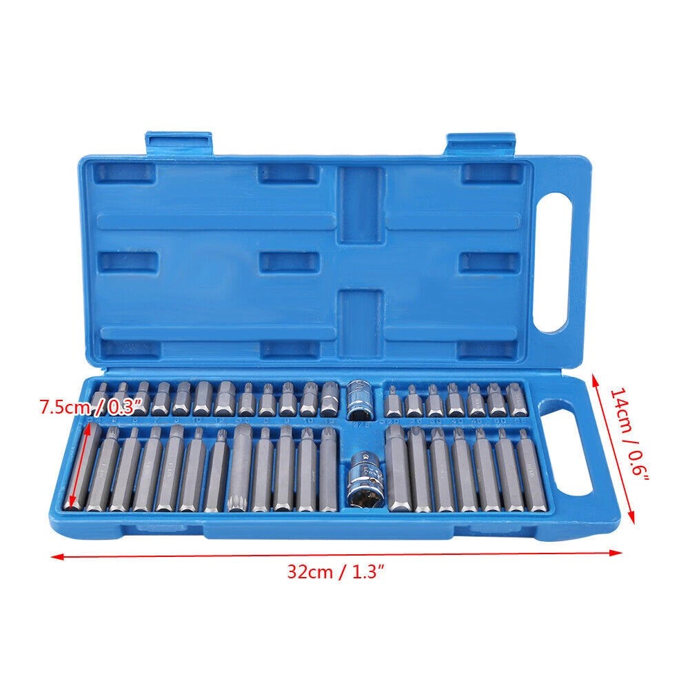 40 Allen Torx Hex Star Spline Socket Bit Set 1/2" 3/8" Drive Car Repair Tool Kit