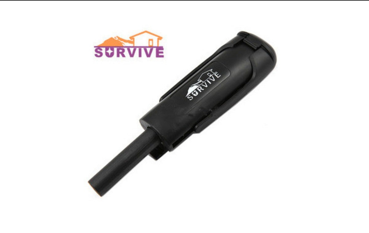 XL FIRE STARTER FLINT STEEL STRIKER Survival Wood Handle 1/2 x 4.3/4" 120 X 13mm