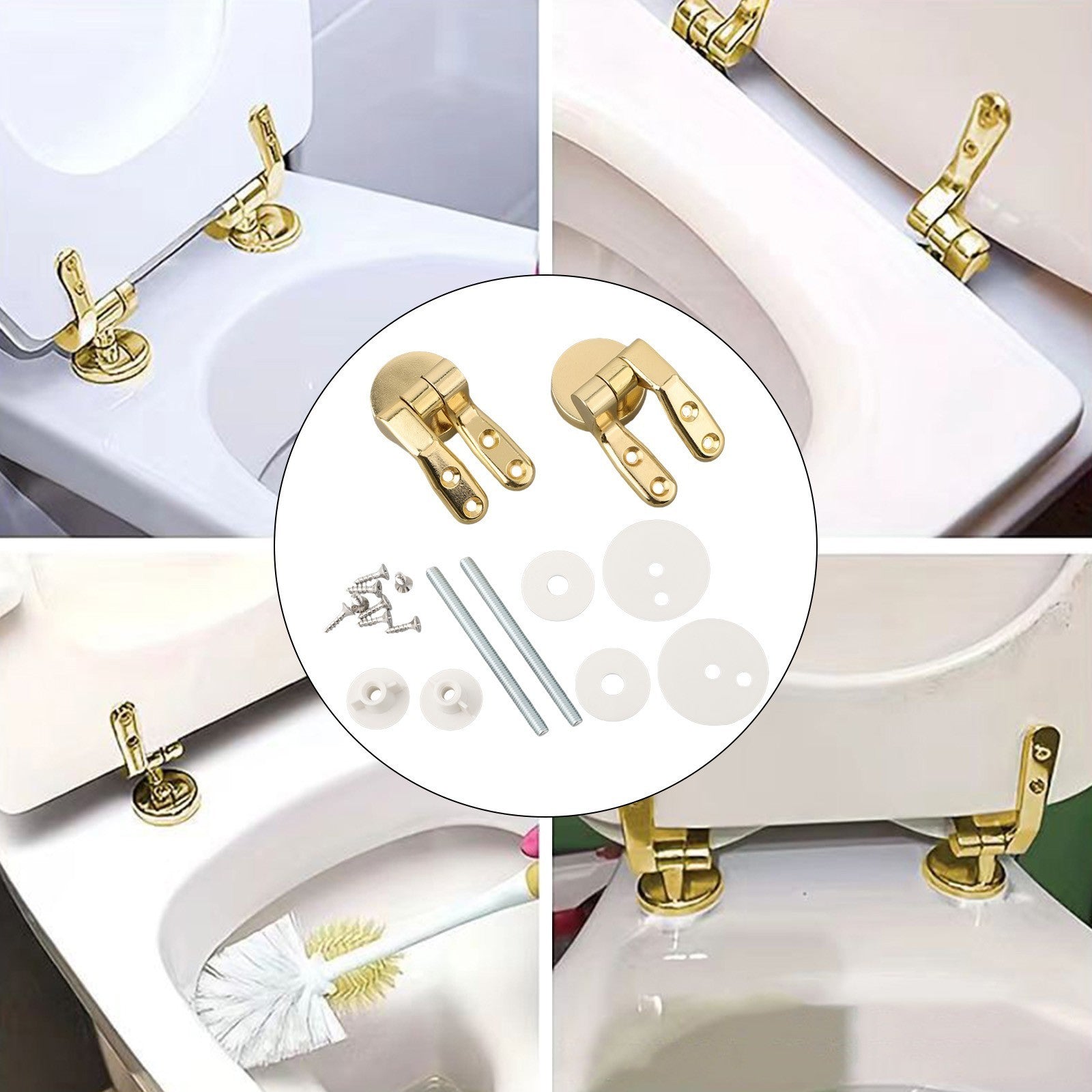 Zinc Alloy Gold Toilet For Seat Hinges Replacement Set for Lasting Use