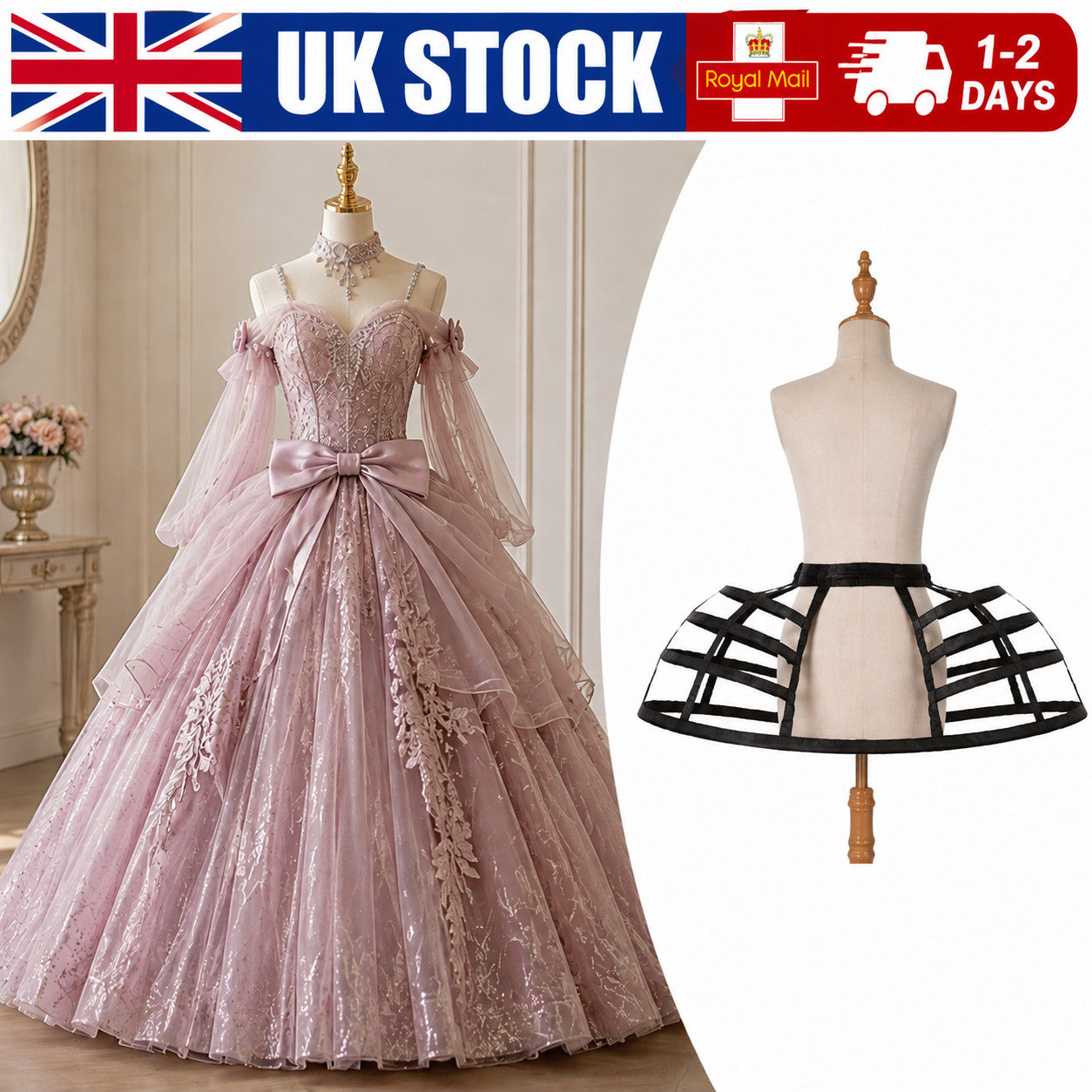 Cage Hoop Skirt Petticoat Dress Pannier Bustle for Costume Stage Performance