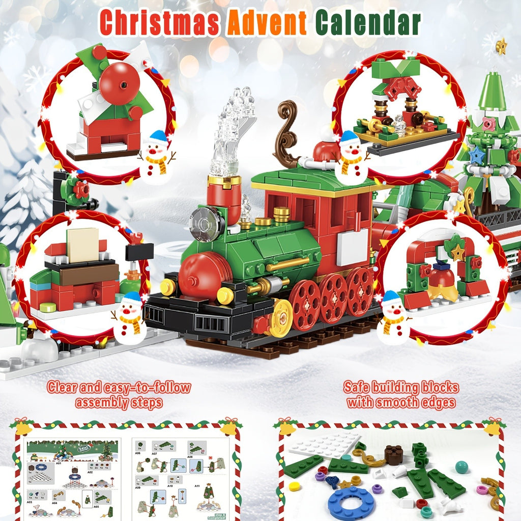 24pcs Advent Calendar 2024 Christmas Tree Building Set Boxes Countdown Block UK