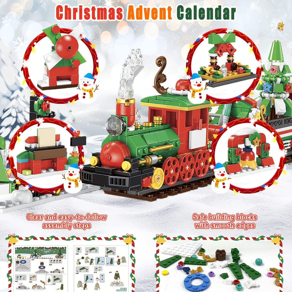 24pcs Advent Calendar 2024 Christmas Tree Building Set Boxes Countdown Block UK