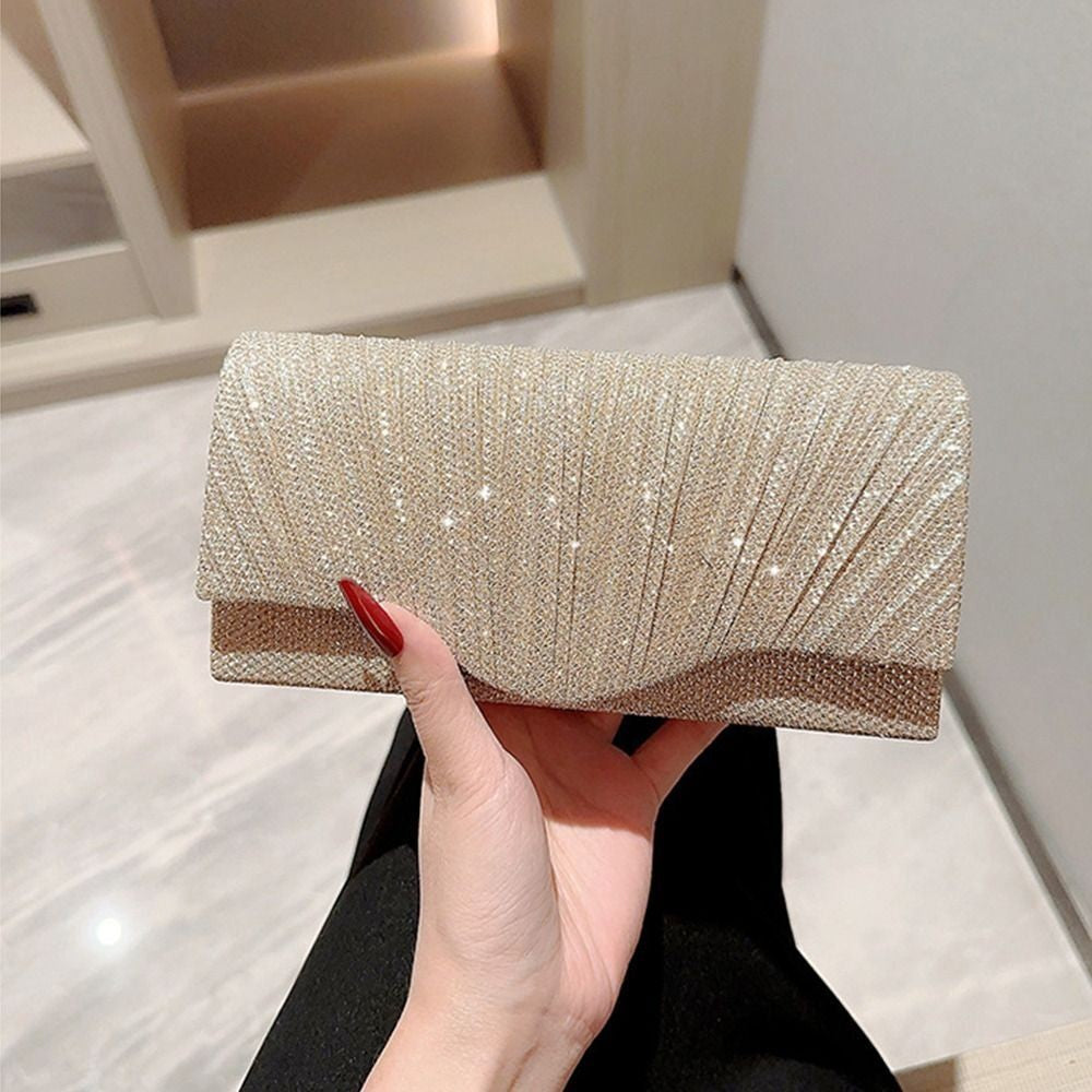 Sequins Clutch Bag Gold Silver Satin Clutches Luxury Purse  Banquet