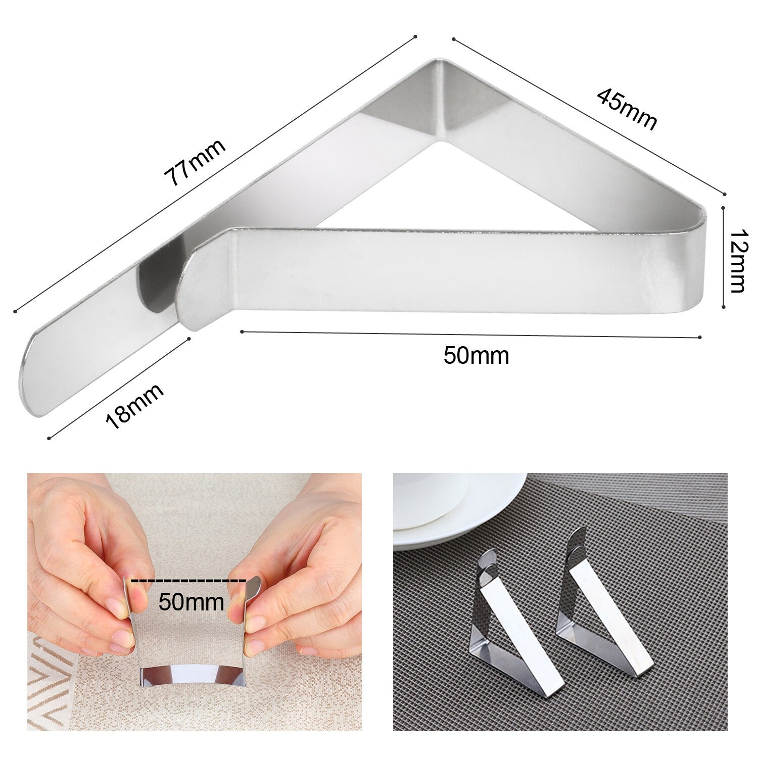 Table Cloth Clips x12 NEW Adjustable High Quality Silver Metal Holders