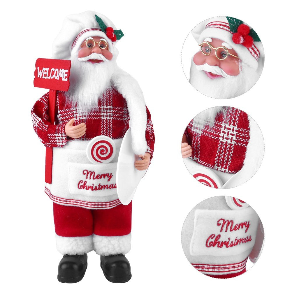 Christmas Santa Fabric Doll Decor Red Xmas Desktop Ornament for Party Decoration