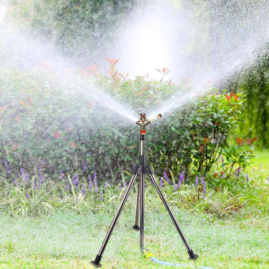Automatic Rotating Sprinkler w/Tripod 360°Watering Nozzle for Garden Irrigation