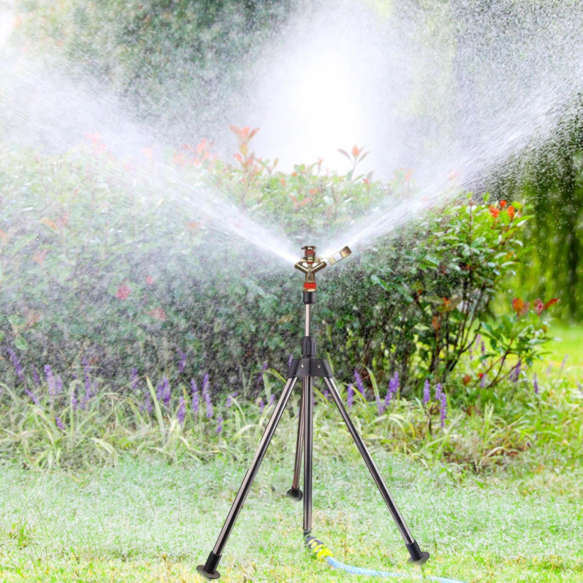 Automatic Rotating Sprinkler w/Tripod 360°Watering Nozzle for Garden Irrigation