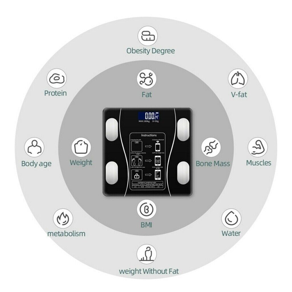 Bathroom Scales for Body Weight Digital Smart Bluetooth 180KG Weighing Scale BMI