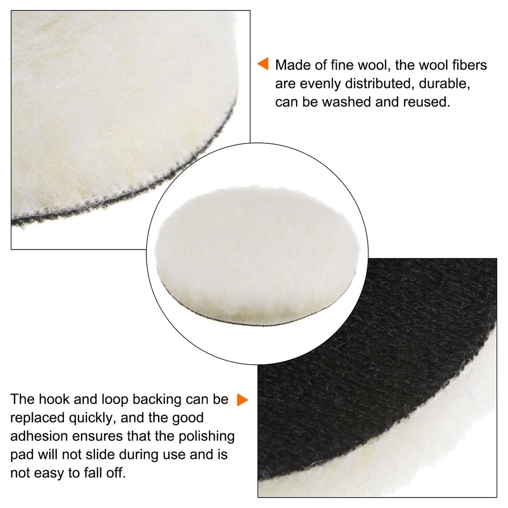 6pcs Wool Buffing Pads 6 Inch Polishing Pad Polishing Buffing Pad Hook and Loop