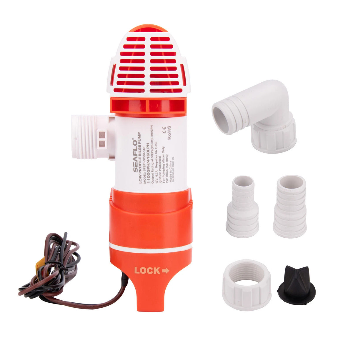 SEAFLO 1100GPH ilge Water Pump Manual Low Profile Boat Marine Narrow Space 12V
