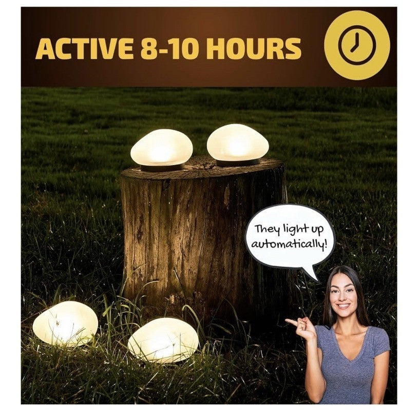 Solar 4LED Pebbles Lights Outdoor Waterproof - Solar Rocks Garden Stone Light1pc