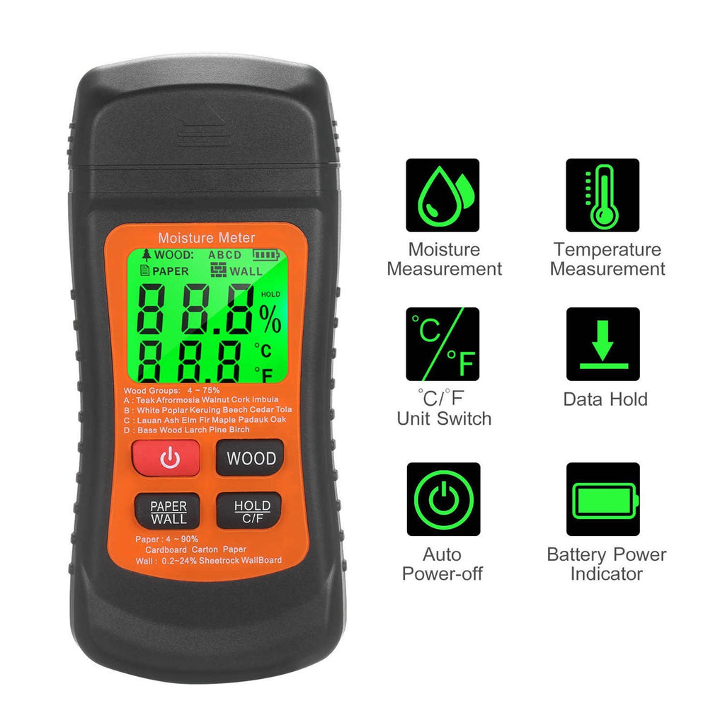 Moisture Meter for Wood Wall Paper Caravan Damp Plasterboard Measurement Gauge
