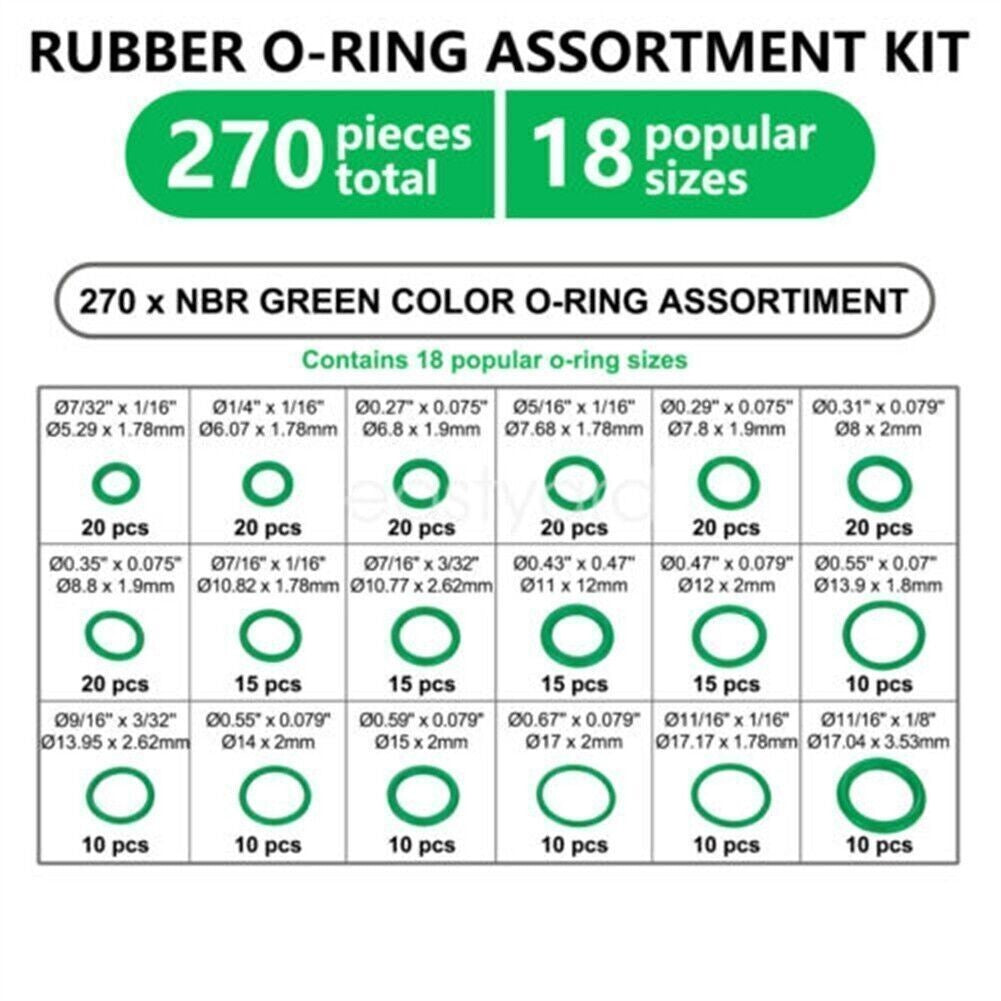 O-Ring Washer 270PCS High-temperature Resistant Rubber Automotive Seal-Set