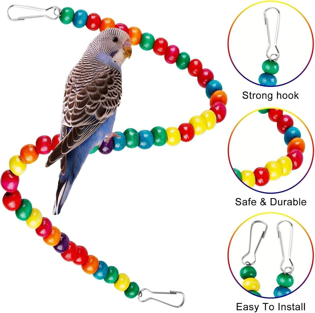 15 Pcs Parrot Toys Metal Rope Small Ladder Stand Budgie Cockatiel Cage Bird Set