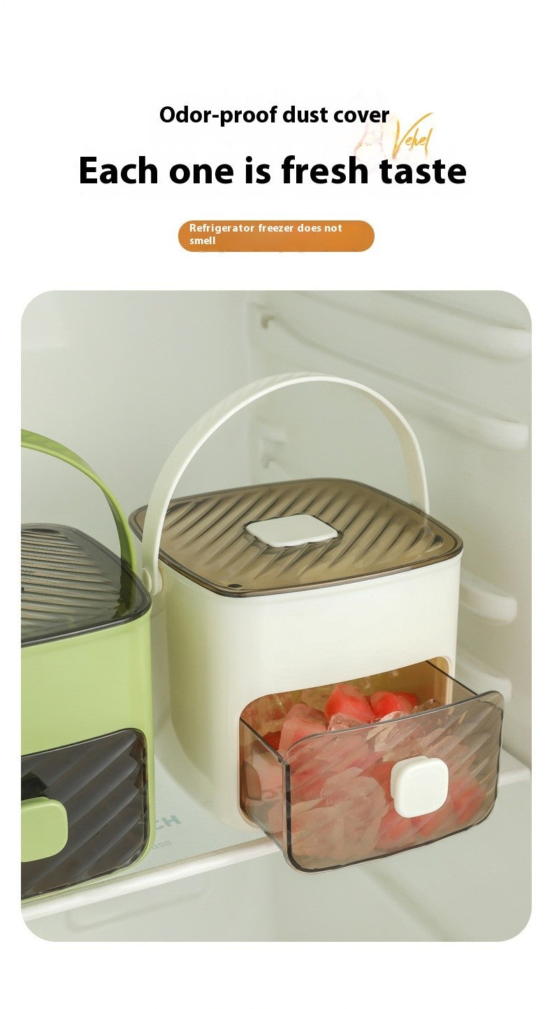 Press Type Ice Cube Tray Ice Making Box Large Capacity Easy Release with Handle