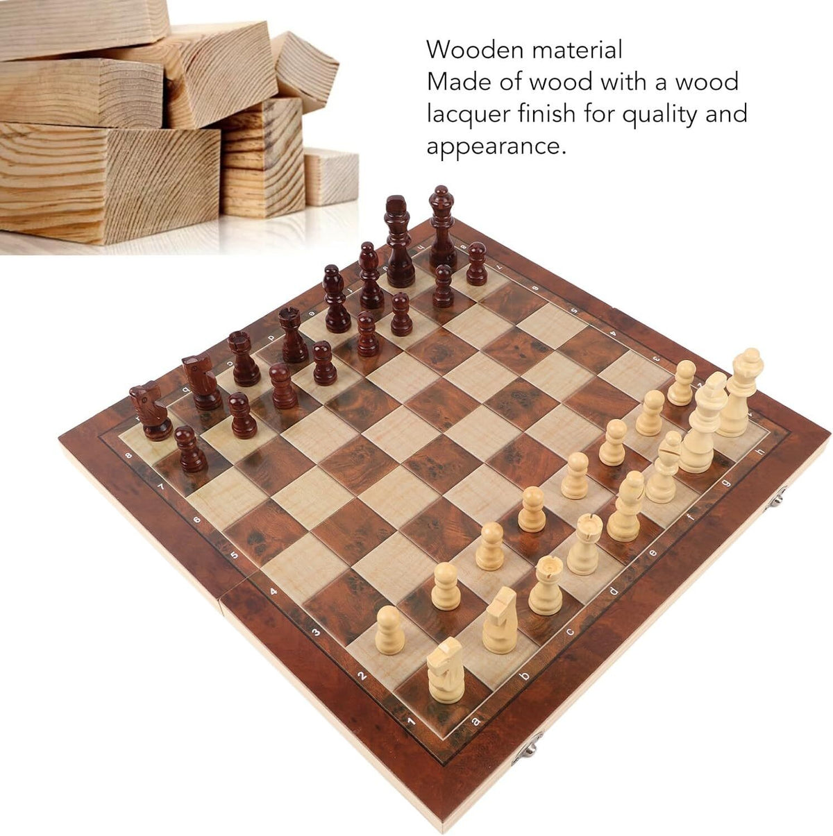 XL Large Chess Wooden Set Folding Chessboard Pieces Wood Board Chess Board 39CM