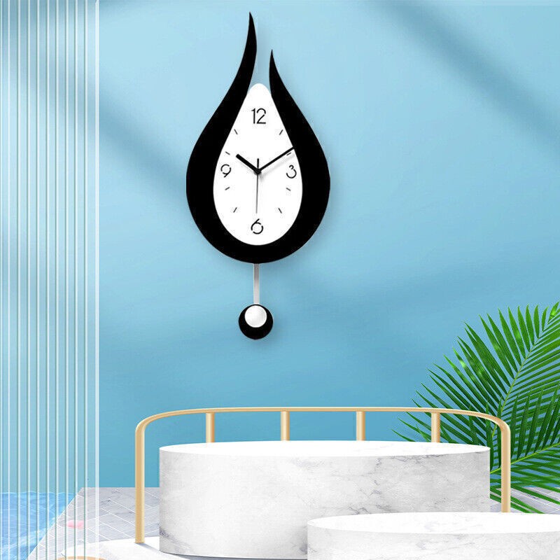 Modern Pendulum Waterdrop Wall Clock Wall Hanging Silent Clock Home Deco Acrylic