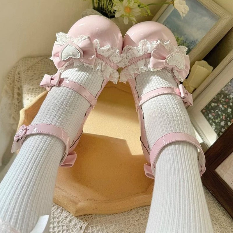 35-40 Sweet Lolita Mary Jane Shoes Cute Round Toe Heel Comfort Casual Non-Slip