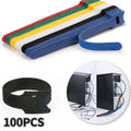 100Pcs Reusable Ties Velcros Hook and Loop Fastener Tape Nylon Cable Managemen