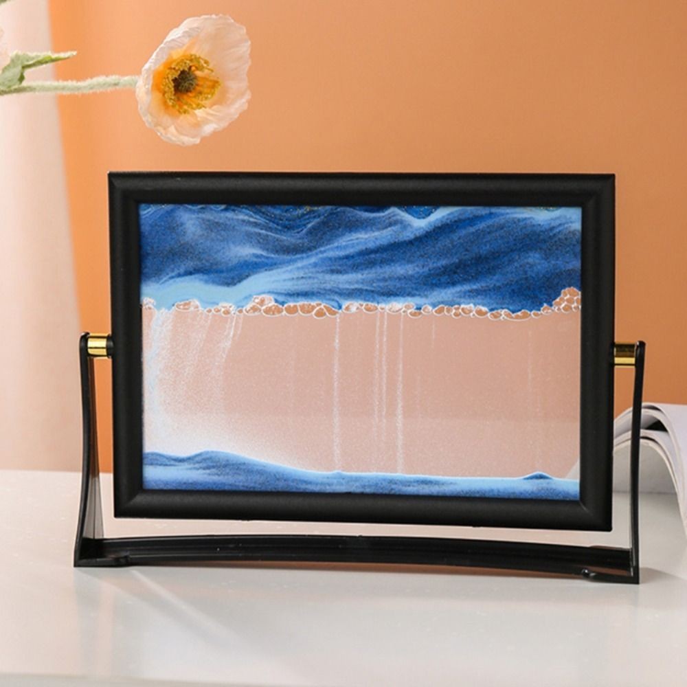 Flowing Sand Art Picture Glass 3D Sandscape Motion Display Flowing NEW