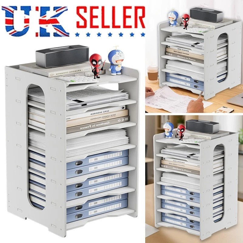 5/7Tier Desktop File Holder A4 Paper Storage Tray Office Document Sort Organizer