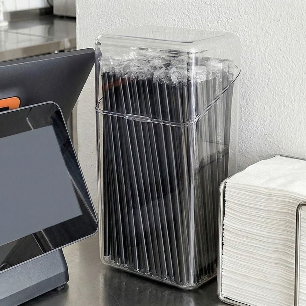 Straw Organizer Plastic Container Bottle Drinking Straw Holder Straw Dispenser
