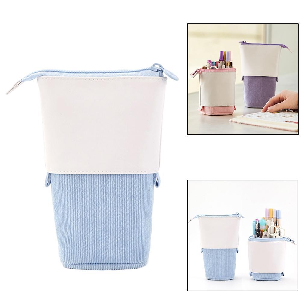 Stand-up Pencil Telescopic Holder Transformer Pen Box Stationery Case PU